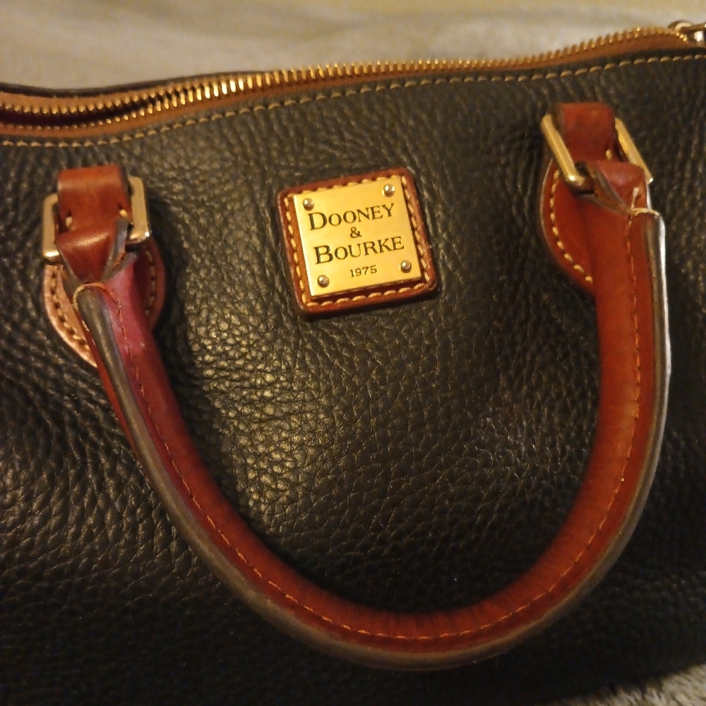 Dooney & Bourke Black and Brown Leather Satchel - Picture 3 of 12